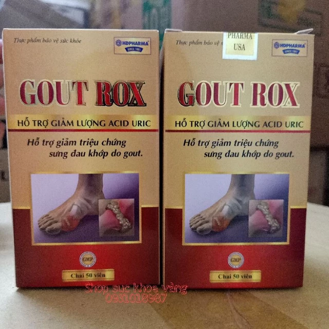 Viên uống GOUT ROX hỗ trợ giảm triệu chứng sưng đau khớp do gout, giảm lượng Acid Uric - Hộp 50 viên