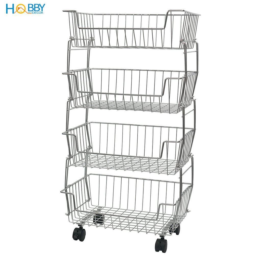 Kệ rổ đựng đồ nhà bếp di động nhiều tầng Inox 304 Hobby Home Decor NTI
