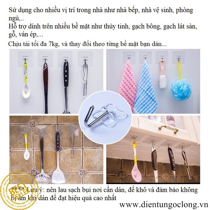MÓC DÁN TƯỜNG, MÓC DÍNH TƯỜNG CHỊU LỰC SIÊU CHẮC