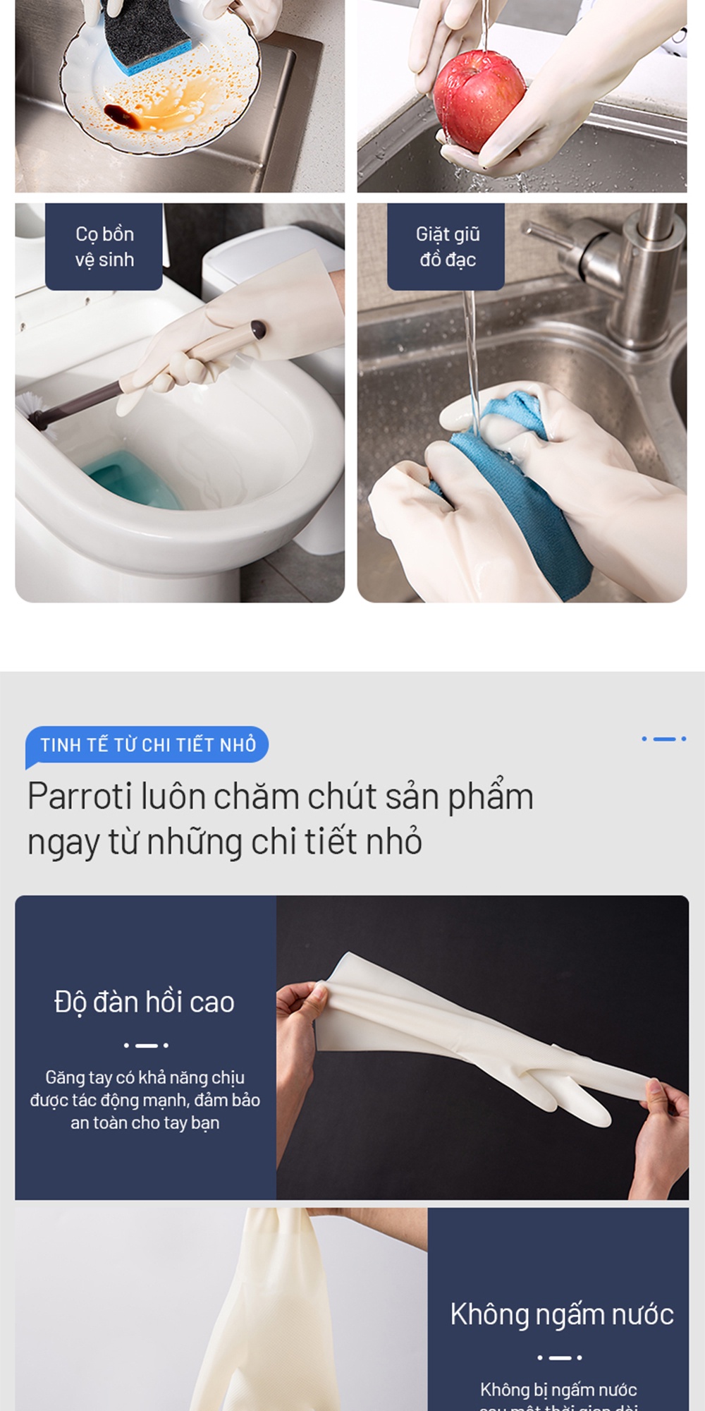 Găng tay Parroti Active AT01 màu trắng sữa