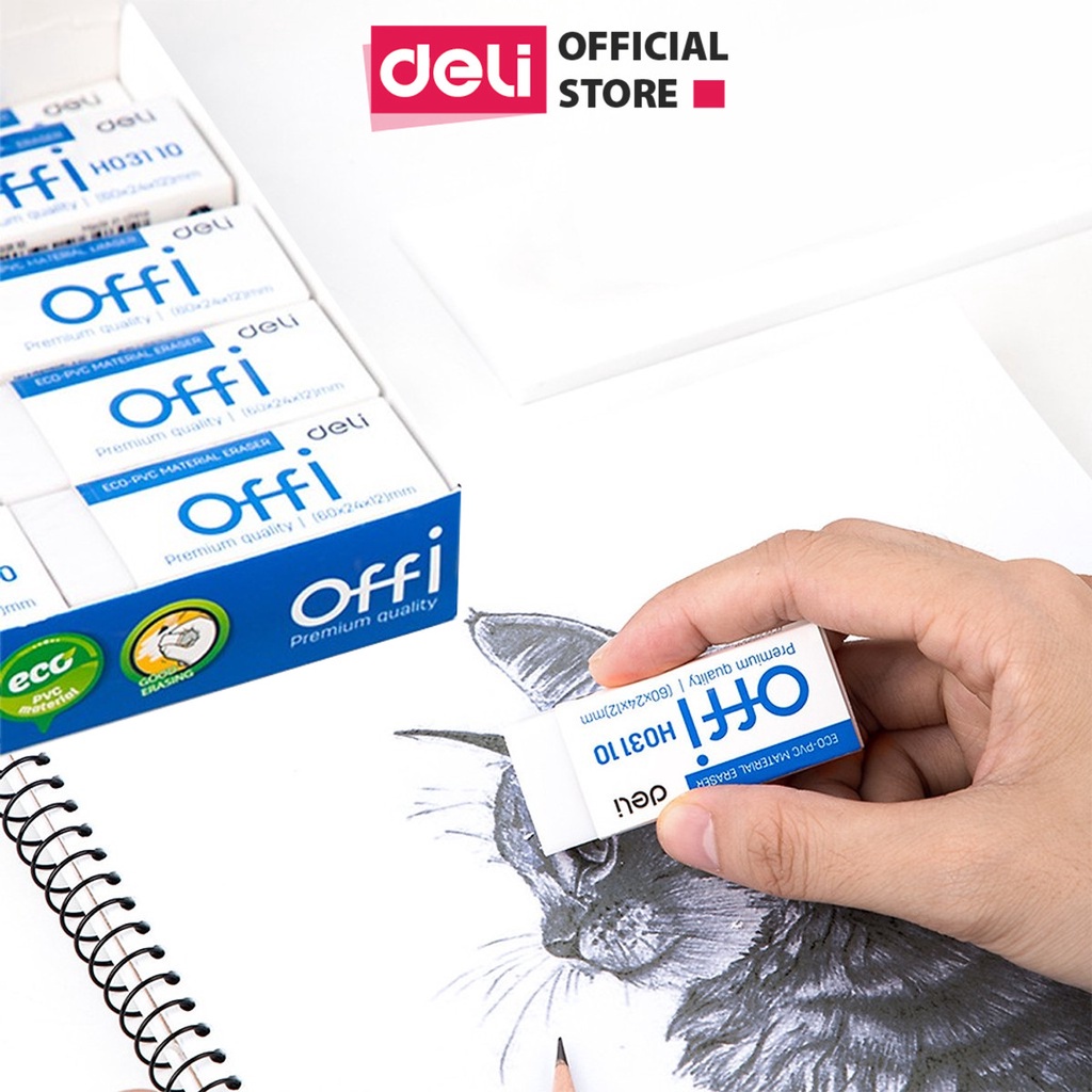 Ảnh Gôm Tẩy Deli - Trắng - Phù hợp thi trắc nghiệm - 1 chiếc / 2 chiếc - EH03010/EH00110 1