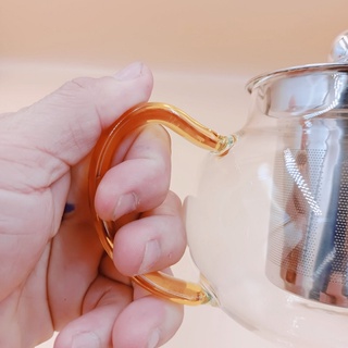 Ấm Pha Trà Thủy Tinh Chịu Nhiệt Có Vòi , Lõi Lọc  inox 304 , Quai Vàng Cao Cấp