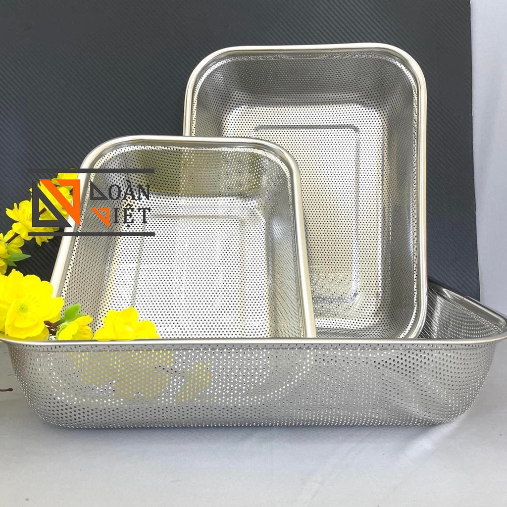 RỔ INOX đựng RAU CỦ, TRÁI CÂY ..hình CHỮ NHẬT , Inox không rỉ, lưới ...