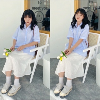 Áo sơ mi Hàn Quốc dáng rộng kẻ sọc nhiều màu Ulzzang (hàng QC) - Ảnh thật