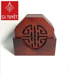 (COMBO) BỘ LÓT LÝ 6 CHIẾC GỖ HƯƠNG ĐỤC KHẮC CHỮ PHÚC - MẪU CÁNH BÁT GIÁC (ẢNH THẬT 100%)