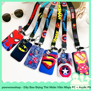 Dây Móc Bao Đựng Thẻ Nhân Viên Nhựa PC + Acrylic Phong Cách Siêu Anh Hùng Superheroes MarvDC