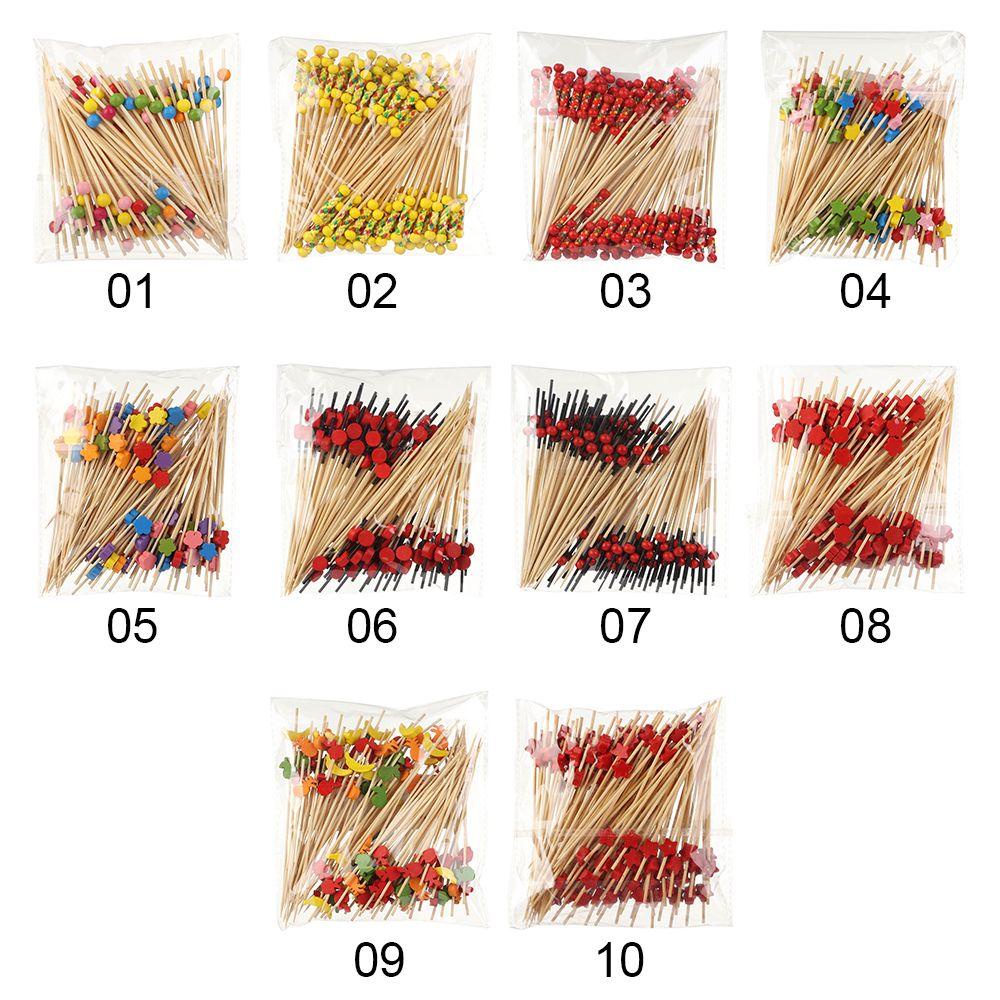 [Vận chuyển nhanh] NATURALHM 100 chiếc Que trái cây Tiệc cưới Cung cấp Salad Sandwich Tăm Cupcake Nĩa trái cây Salad Que rau củ Tăm thủ công