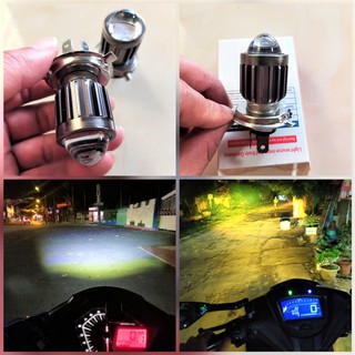 ĐÈN PHA LED SIÊU SÁNG XE MÁY 2 MÀU CỐT VÀNG PHA TRẮNG MẪU MỚI