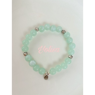 Vòng tay nữ chuỗi hạt handmade Mint Stone kết hợp với charm trái tim