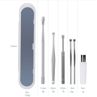 Bộ Dụng Cụ Ngoáy Tai Inox 5 CÂY -Bộ Lấy Ráy Tai Thép Không Rỉ 6 Món-Bộ Mát Xa Tai