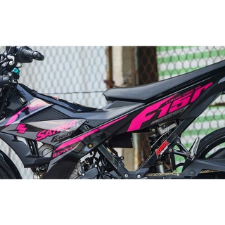 Tem Rời Dán Xe Raider - Satria FI 150  Mẫu Zin Hồng Đen F150 Cực Đẹp, Hàng 3 Lớp Chất Lượng Cao Không Bay Màu.Team Decal