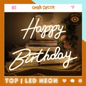 Đèn Trang Trí Led Neon Sign chữ Happy Birthday mẫu TreoTường - Trang trí tiệc sinh nhật| Ghiền Decor