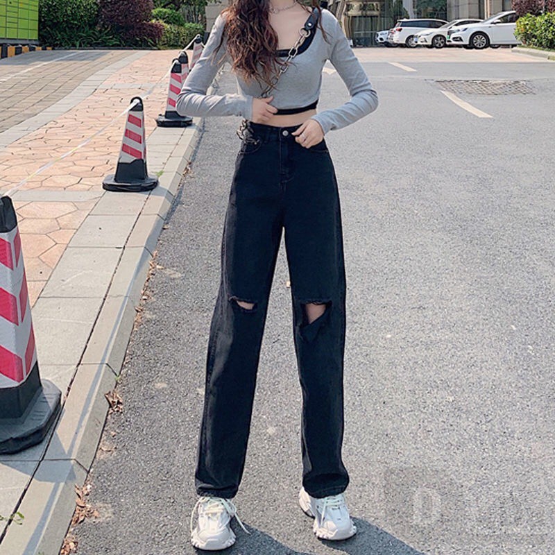 Ảnh Daduhey Quần jeans lưng cao ống rộng cá tính cho nữ 4