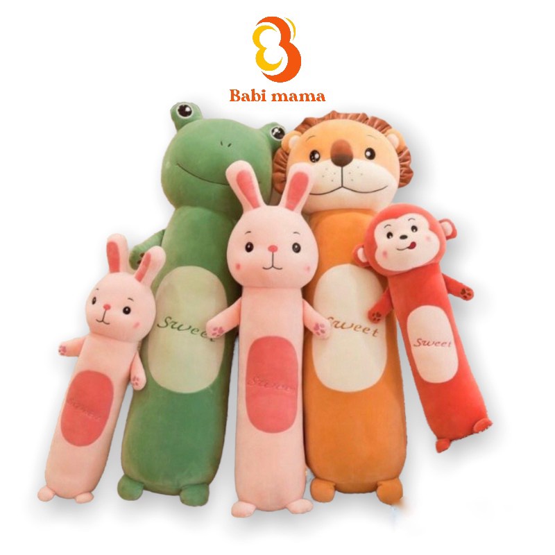 Gấu Nhồi Bông Gối Ôm Hình Thú Dài 50/70/90/110 Cm Vải Co Dãn 4 Chiều Mềm Mịn Cao Cấp Babi Mama G14