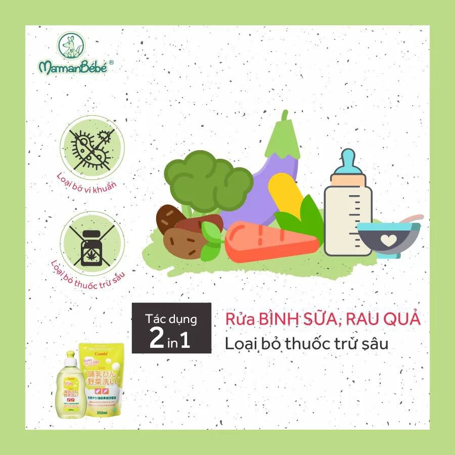 Ảnh Chai dung dịch rửa bình sữa và rau quả chiết xuất từ dầu cọ combi dung tích 300ml 2