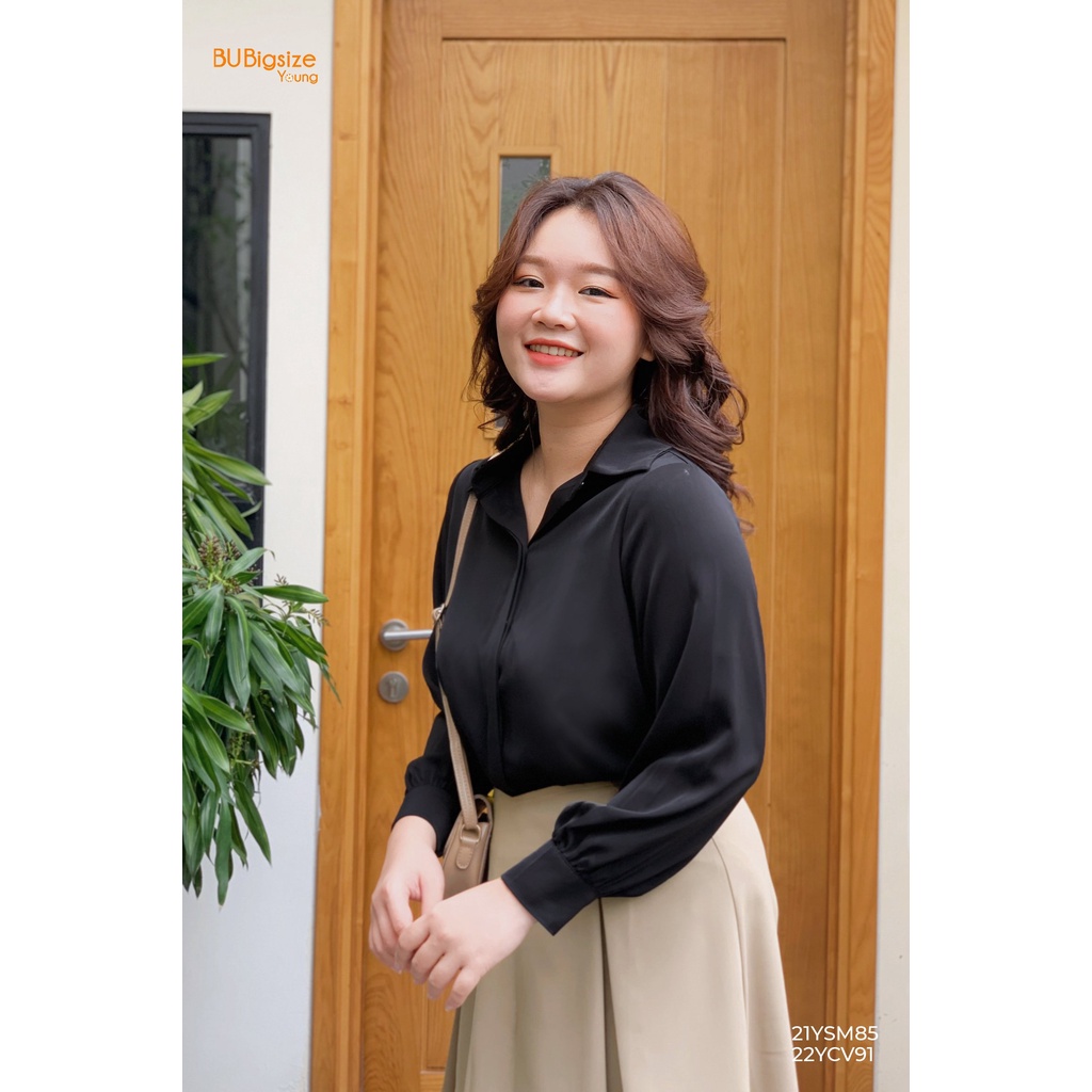 Ảnh Áo sơ mi cổ đức giấu khuy BIGSIZE (55kg đến 95kg) - 21YSM85 - [BU Bigsize Young] 3