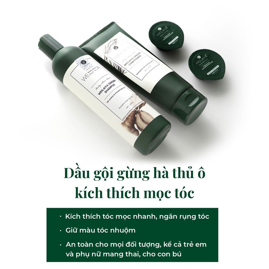 Ảnh Dầu gội đầu thảo dược Weilaiya Zingiber Officinale Juice gừng hà thủ ô giúp dưỡng, đen và kích thích mọc tóc 400ml 4