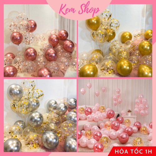 Set 10 bóng siêu nhũ mix bóng kim tuyến trang trí sinh nhật tiệc cưới siêu đẹp - Kem Shop K202
