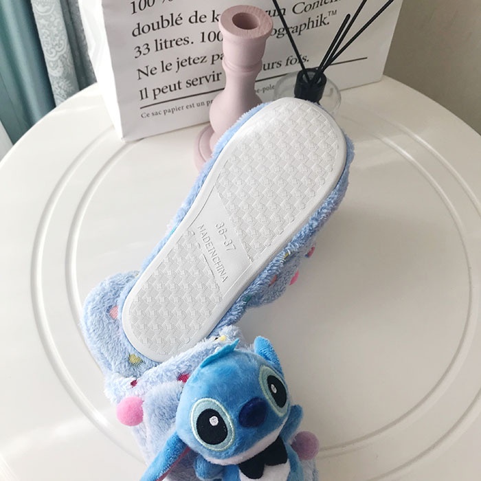 PS1 Dễ Thương Stitch Sang Trọng Dép Nữ Nhồi Bông Giày Mùa Đông Quà Tặng Nhà Dép Thường Ngày Sáng Tạo Dễ Thương Xe Mềm Mại