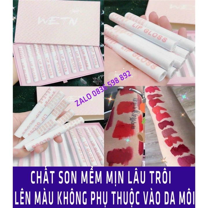 RẺ NHẤT SHOPEE — Set Son Kem Nhung Lì 10 Cây WETN LIP GLOSS Siêu Hot - Bộ Son Kem Lì 10 Cây WETN Hồng