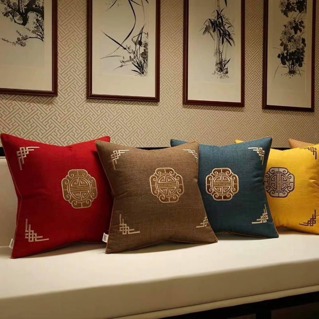 Gối Tựa Sofa Họa Tiết Cổ Điển - Gối Trang Trí Phòng Khách Size 45x45cm - Nhà Shy Home Decor