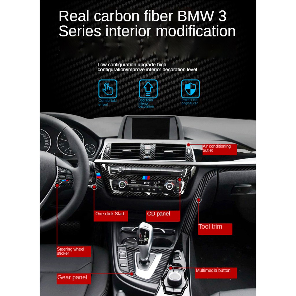 Dải sợi carbon trang trí nội thất xe hơi bmw 3 series 320li 325i 3 series gt4 series