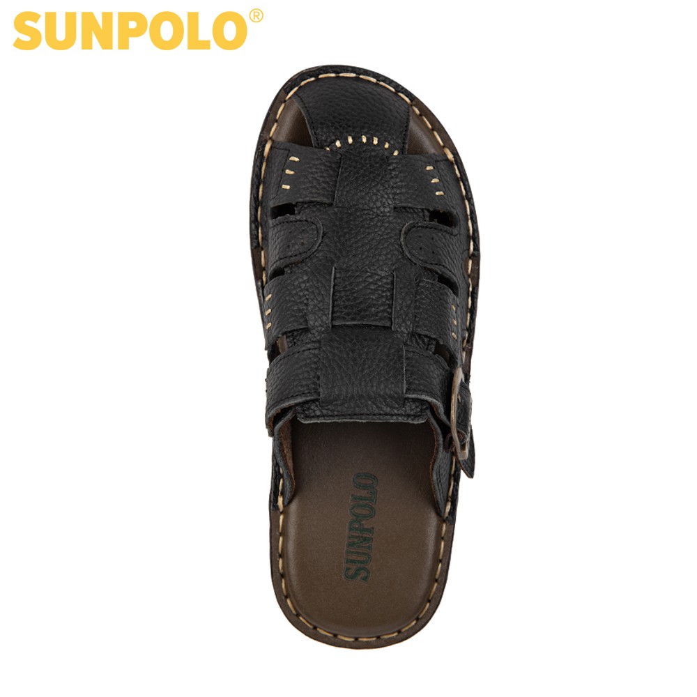Ảnh Dép Nam Bít Mũi Da Bò SUNPOLO ABI011 Có Big size 44 45 3