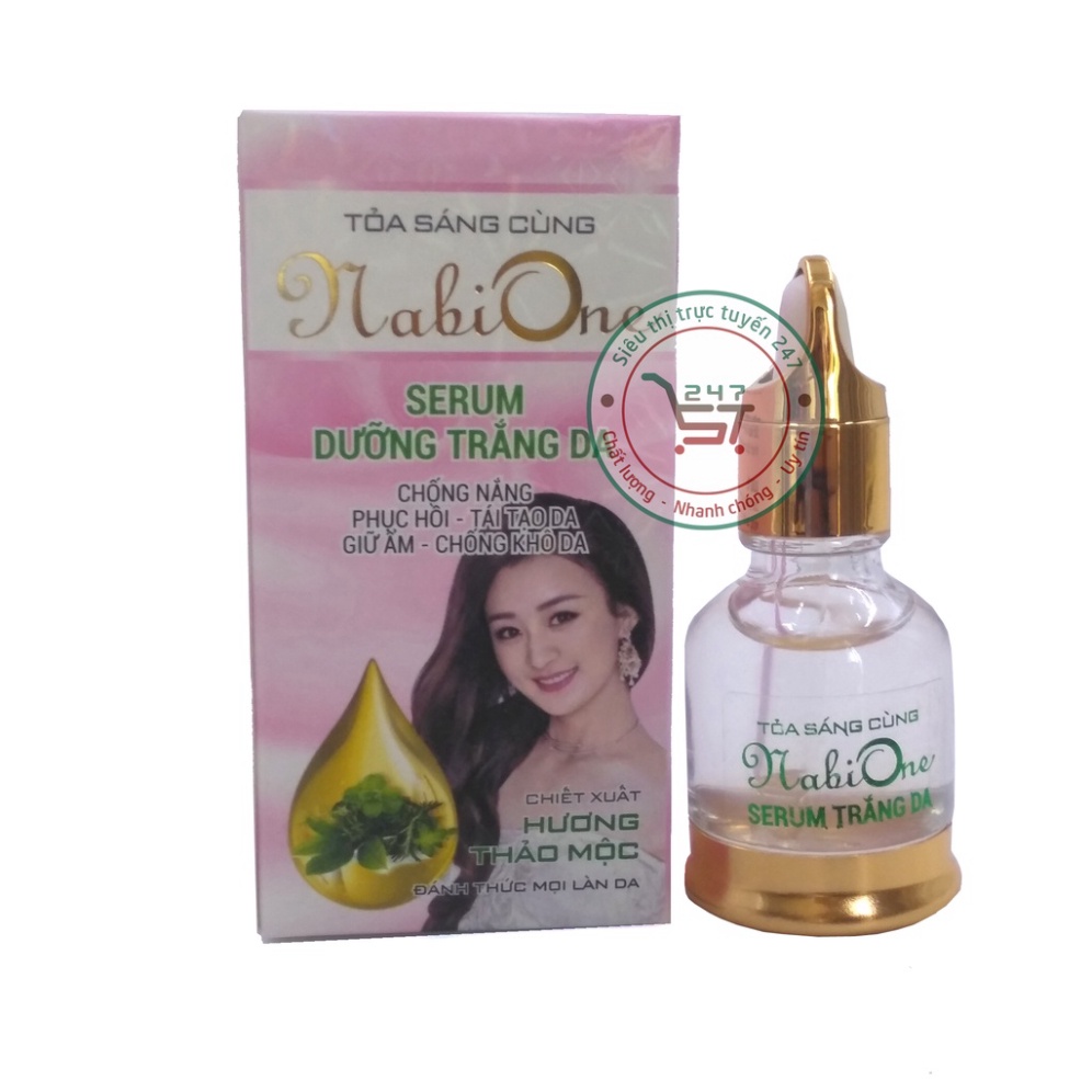 Serum dưỡng Trắng da mặt Giữ ẩm Phục hồi Tái tạo da hương Thảo Mộc Nabi One 25ml (Hồng-Trắng)