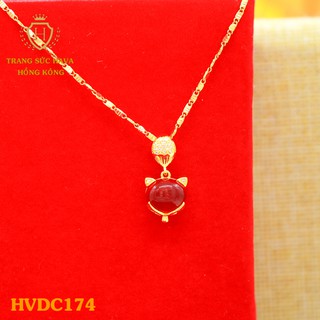 Dây Chuyền, Vòng Cổ Nữ Mặt Hồ Ly Đính Đá Màu Đỏ Xi Mạ Vàng Non Cao Cấp - Trang Sức Hava Hong Kong