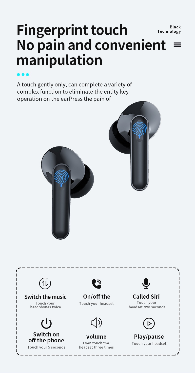 Mô tả Tai Nghe Vitog Bluetooth 5.0 Không Dây Chống Ồn Chống Thấm Nước Thích Hợp Cho Điện Thoại Android - 5