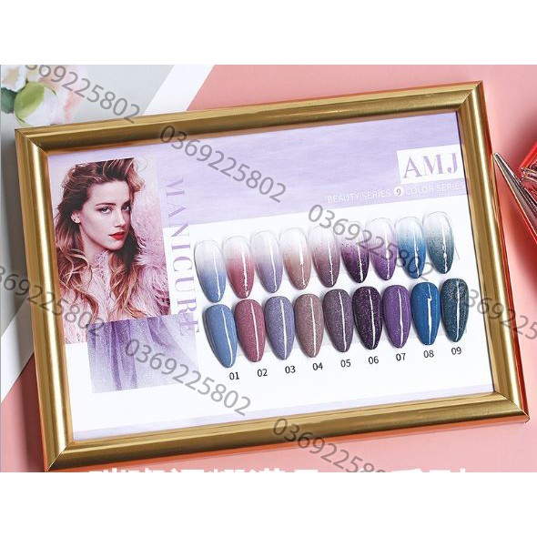 SET SƠN gel NHŨ GIẢ BỘT mã AMJ 9 chai đỏ nhọn 15ml siêu HOT siêu xịn