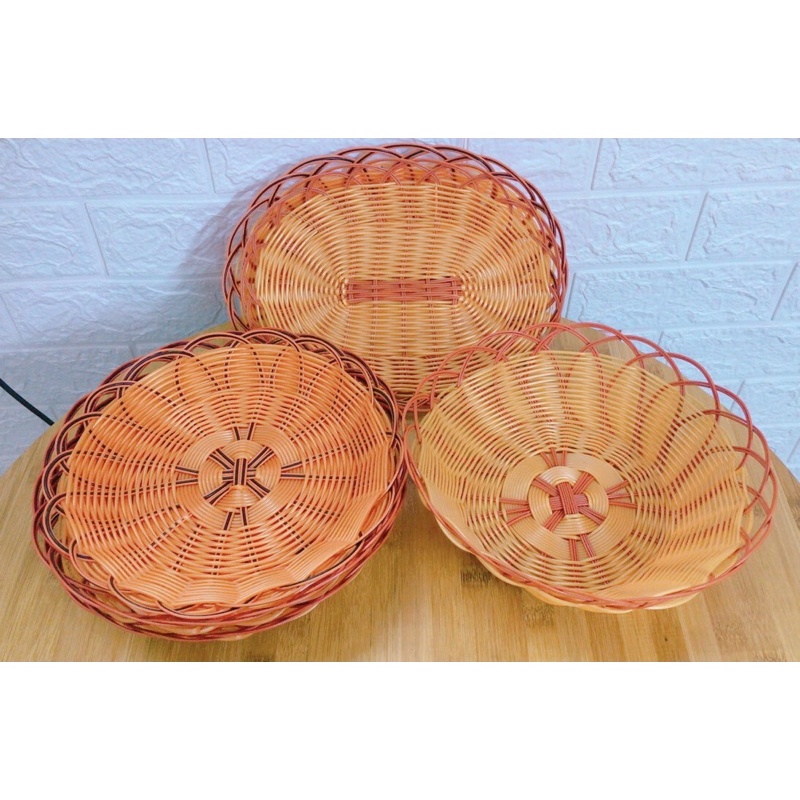 Rổ nhựa đan giả mây tre đựng rau, hoa quả, decor bàn ăn nhà cửa xinh ...