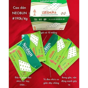 1Gói (10 miếng) CAO DÁN GIẢM ĐAU NEOBUN MENTHOL PLASTER