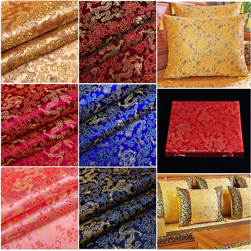 Phong Cách Trung Hoa - Sườn Xám Kimono và Túi Chắp Vá từ Vải Thổ Cẩm Jacquard Satin TJ0246