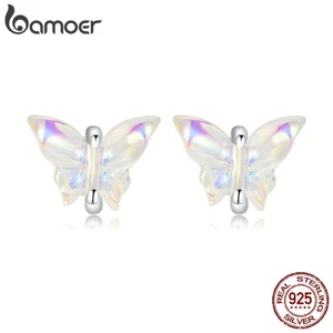 Bamoer Bông Tai bạc 925 Hình Nơ Nhiều Màu Sắc Đáng Yêu Cho Nữ