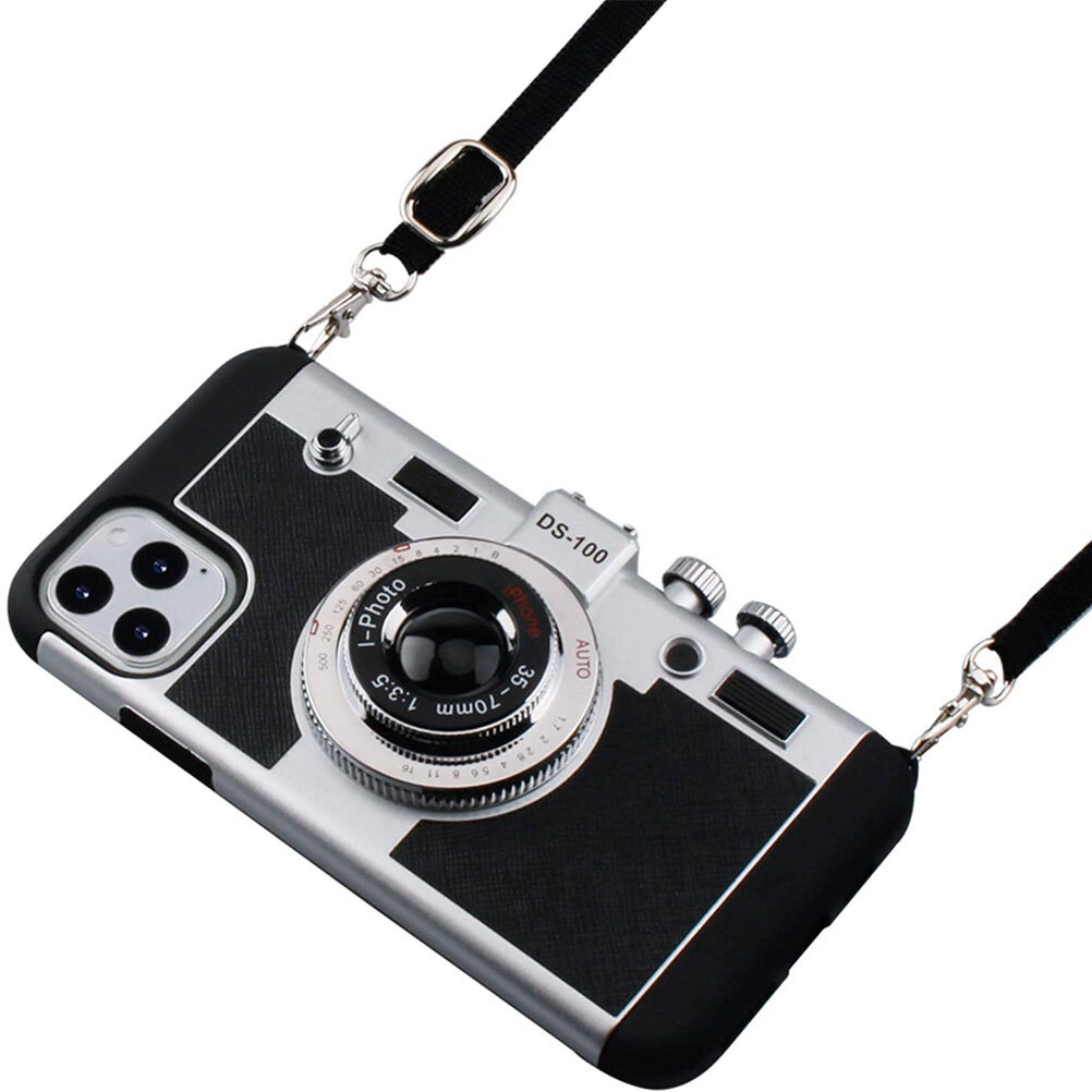 Ốp Điện Thoại Cho iPhone 15 15Plus 14 plus 14pro MAX 15promax 13 12 11 Pro MAX XS MAX XR 3D Cool Thiết Kế Camera Bao Da Có Dây Đeo Cổ Có Thể Tháo Rời Tương Thích Cho iPhone 12 / 12Pro