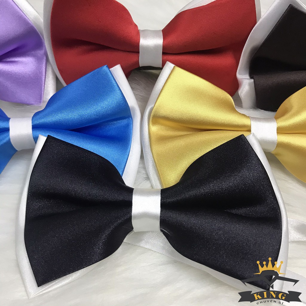 Nơ đeo cổ nam KING cà vạt chú rể dự tiệc 2 lớp dây đeo móc cài phối màu ...