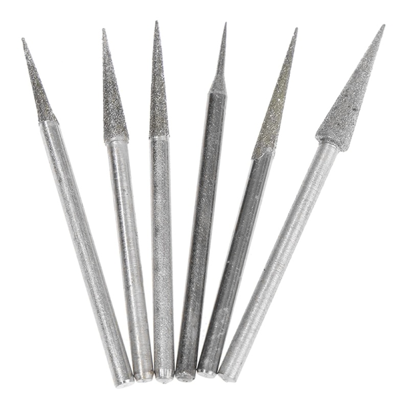 Hsv 6 Miếng 2 Mm Hình nón Kim Mài Mũi Kim Lapidary Khắc Dụng Cụ Kim