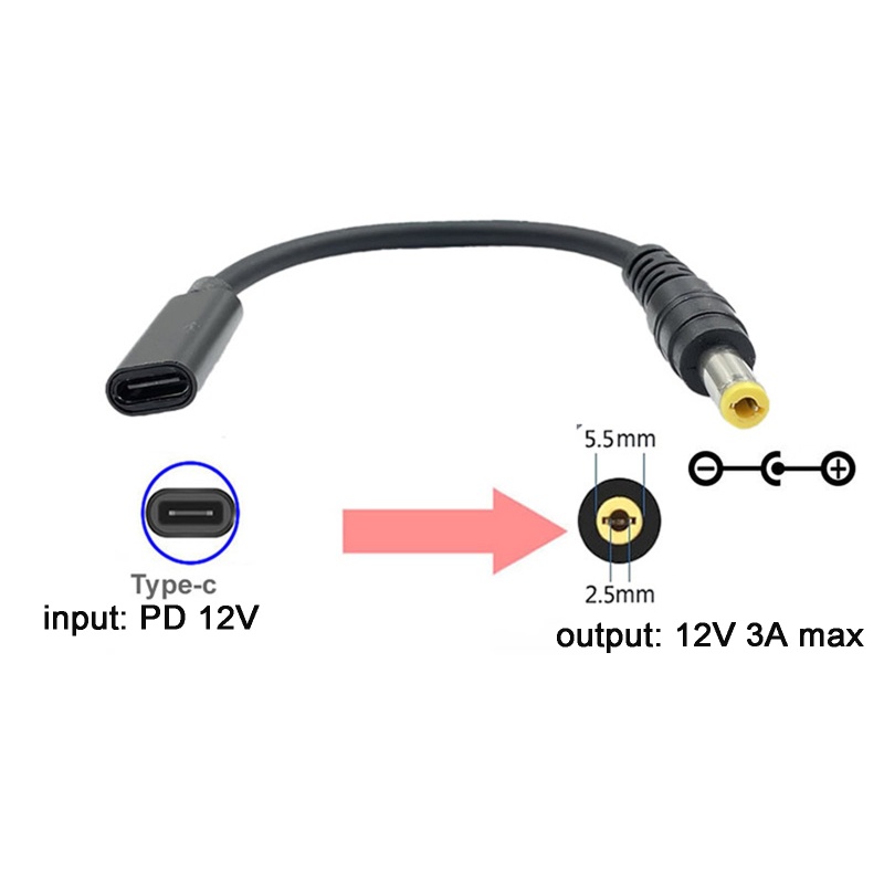 [3C] Bộ chuyển đổi Type-C / USB-C PD sang 12V 3.5 / 4.0 / 4.8 / 5.5 / 6.3 / 6.4mm cho bộ định tuyến Camera quan sát