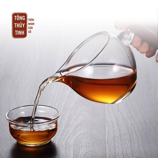 Tống thủy tinh cán gỗ chắc chắn dáng tròn trong suốt - dung tích 200ml