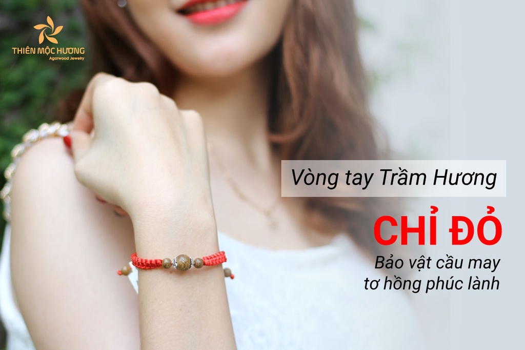 Mô tả Vòng tay trầm hương chỉ đỏ may mắn Ngọc Cầu Trầm THIÊN MỘC HƯƠNG thành công giàu sang hạnh phúc - 1