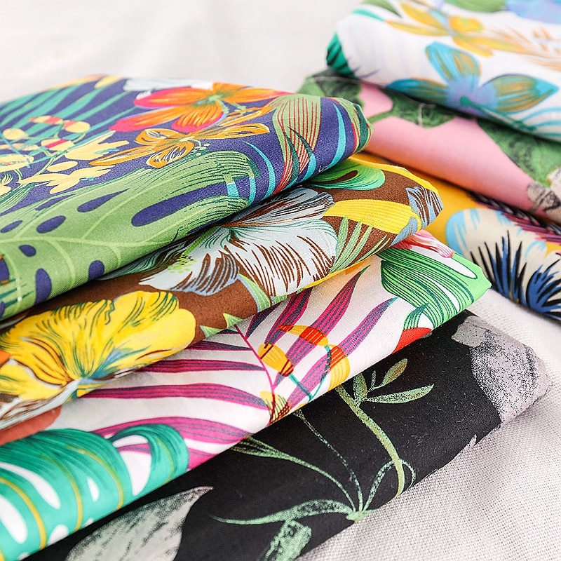 Hawaii In Hình Cotton Poplin Vải Mùa Hè Nam Đi Biển Quần Vải DIY 45x145cm TJ1388