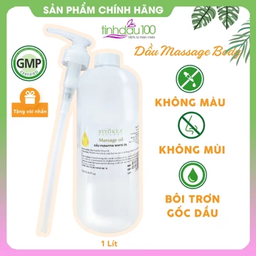 Dầu massage bôi trơn Yoni body không mùi, không màu Biyokea chai 1 lít. Dầu matxa body chuyên dùng trong Spa, mát xa nam