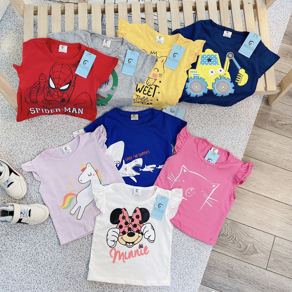 Áo Cotton Xuất Hàn Siêu Mát Cho Bé Trai Bé Gái Nhiều Hình Xinh 7-21kg