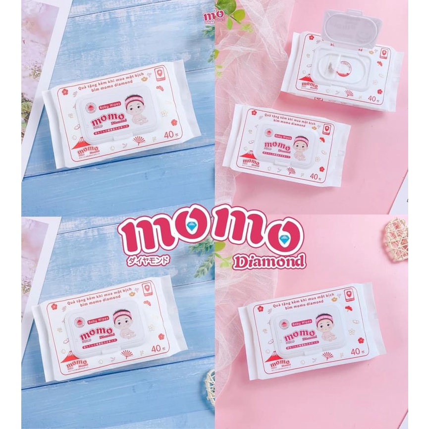 Khăn ướt/Giấy ướt không mùi MOMOTARO/MOMO DIAMOND (1 bịch /40tờ rút ...