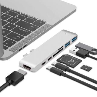 Hub USB C 7 Trong 1 Cho MacBook Pro Air M4 M3 M2 M1 2016-2025 4K HDMI USB 3.0 Thunderbolt 3 TF SD Đầu Đọc Khe Cắm PD