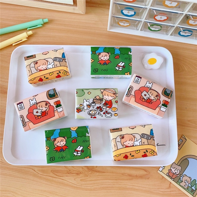 Túi khăn giấy khô mini bỏ túi cầm tay hình đê thương