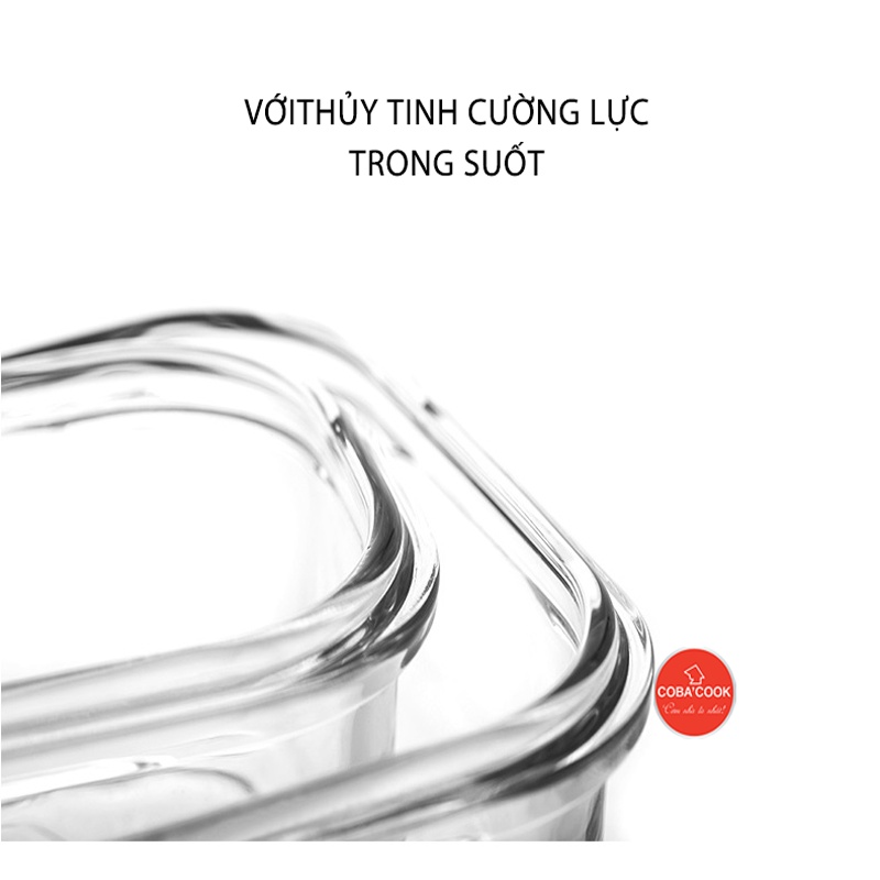 Ảnh Hộp Thủy Tinh Bảo Quản Thực Phẩm Chịu Nhiệt COBACOOK Hình Chữ Nhật- CBHL370XA 3