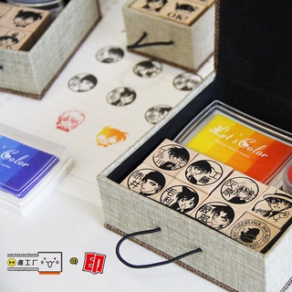 GC9 Thám Tử Lừng Danh Conan Seal Anime Tài Khoản Tay Con Dấu Gỗ Inkpad Case Đóng Sinh Viên Văn Phòng Phẩm Quà Tặng CG9