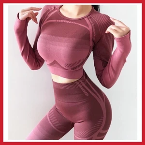 Bộ tập gym nữ, đồ tập thể thao chun dệt hồng viền